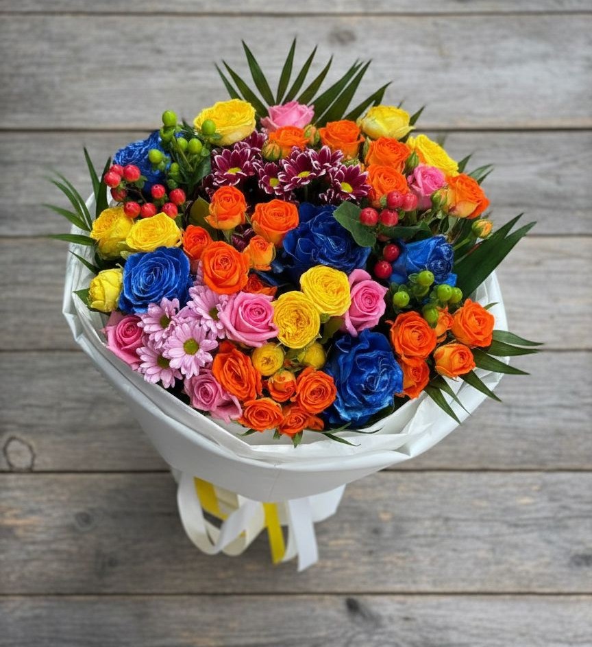 Букет цветов из: Розы и Хризантемы в Стальском