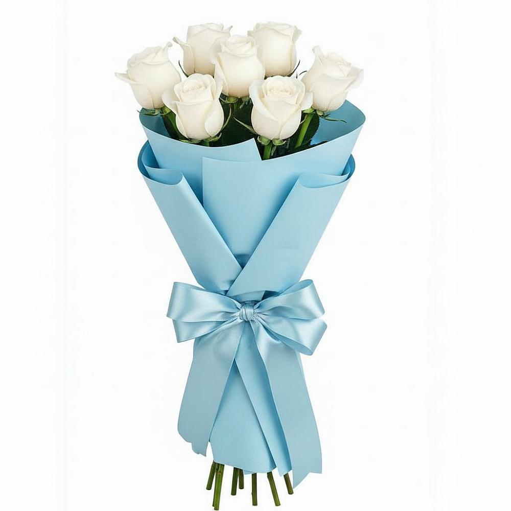 Букет 7 белых роз Проуд в Стальском