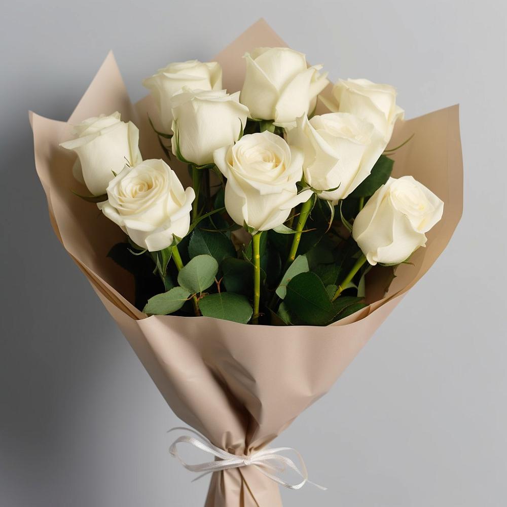 Букет 9 Белых роз Эдлесс Лав в Стальском