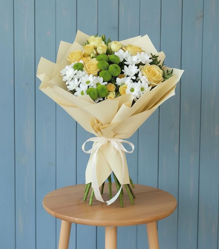 Букет цветов из: Хризантемы и Розы в Стальском