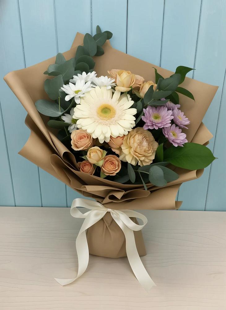 Букет цветов из: Герберы и Хризантемы в Стальском