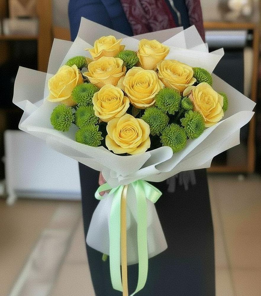 Букет цветов из: Хризантемы и Розы в Стальском