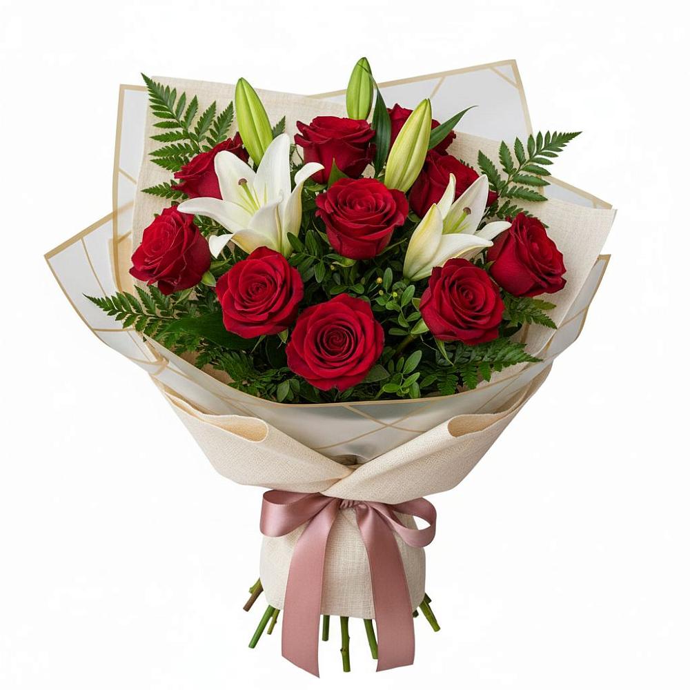 Букет цветов из: Лилии и Розы в Стальском