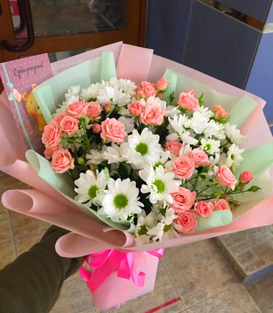 Букет цветов из: Розы и Хризантемы в Стальском