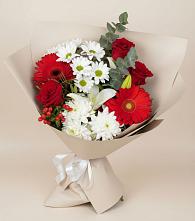 Букет цветов из:  Розы, Хризантемы, Герберы и Лилии в Стальском