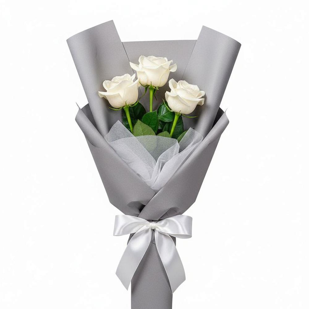 Букет 3 белые розы в Стальском