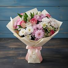 Букет цветов из:  Хризантемы, Альстромерии и Розы в Стальском