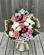 Букет цветов из:  Альстромерии, Гвоздики, Розы и Хризантемы #REPLACE_PRED# Стальском