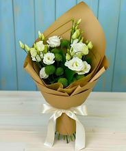 Букет цветов из:  Хризантемы и Лизиантусы #REPLACE_PRED# Стальском