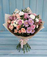 Букет цветов из:  Хризантемы, Розы и Альстромерии в Стальском