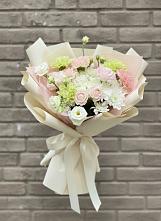 Букет цветов из:  Гвоздики, Розы, Лизиантусы и Хризантемы в Стальском