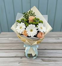 Букет цветов из:  Герберы, Розы и Хризантемы в Стальском