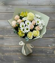 Букет цветов из:  Альстромерии, Розы и Хризантемы #REPLACE_PRED# Стальском
