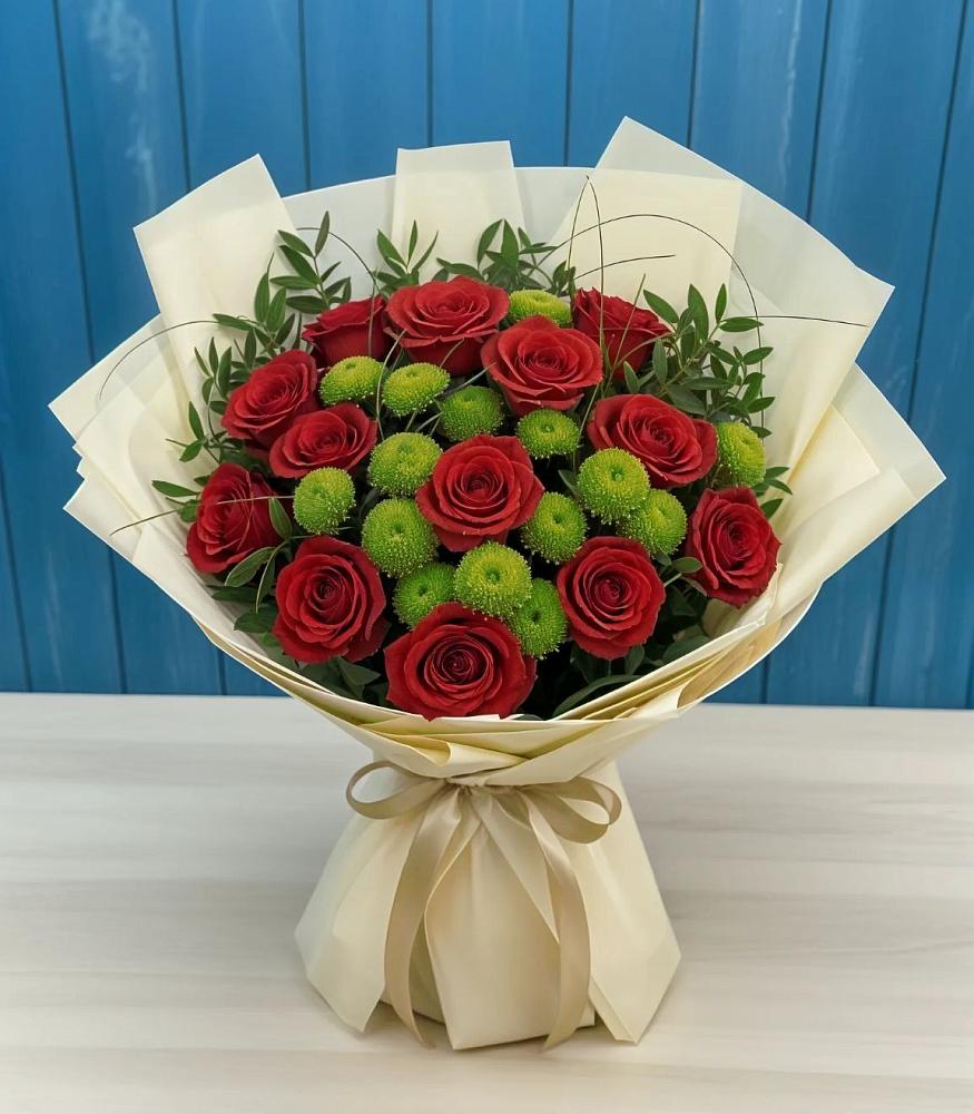 Букет цветов из: Розы и Хризантемы в Стальском